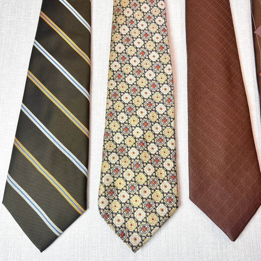 70s Vintage Necktie Bundle 6pc Andhurst Golden K Earth Tones Geometric Wide Ties - Picture 4 of 8